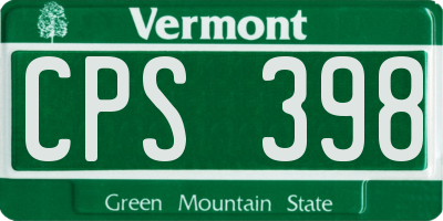 VT license plate CPS398