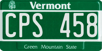 VT license plate CPS458
