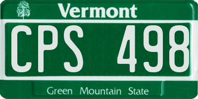 VT license plate CPS498