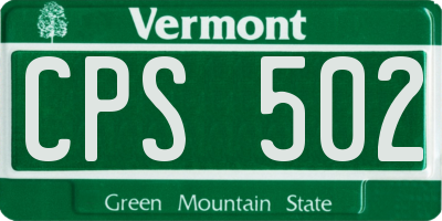 VT license plate CPS502