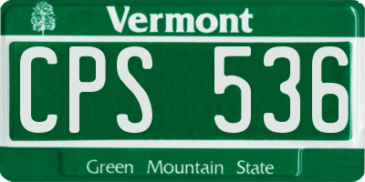 VT license plate CPS536