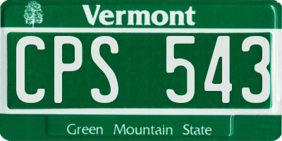 VT license plate CPS543
