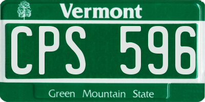 VT license plate CPS596