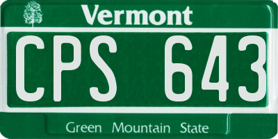 VT license plate CPS643