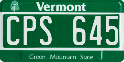 VT license plate CPS645