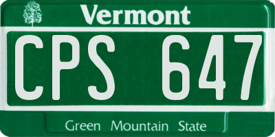 VT license plate CPS647