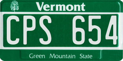 VT license plate CPS654
