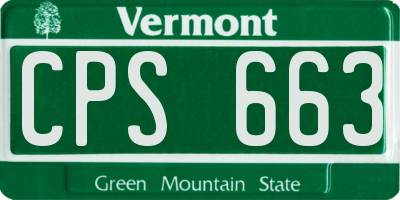 VT license plate CPS663