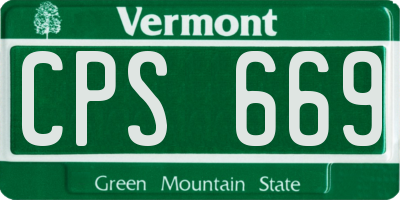 VT license plate CPS669