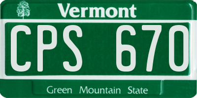 VT license plate CPS670