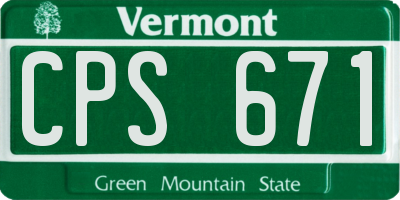VT license plate CPS671