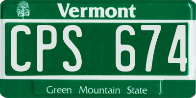 VT license plate CPS674
