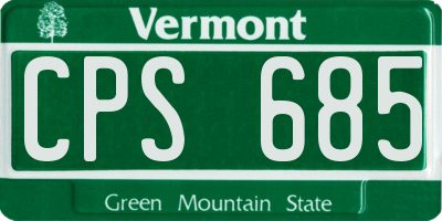 VT license plate CPS685