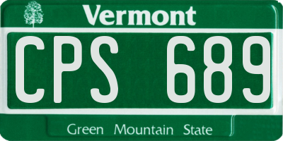 VT license plate CPS689