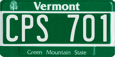 VT license plate CPS701