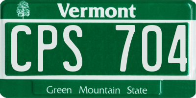 VT license plate CPS704