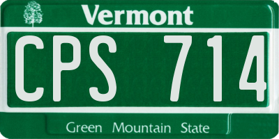 VT license plate CPS714