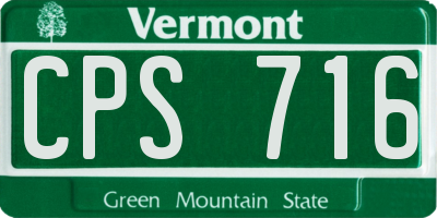 VT license plate CPS716