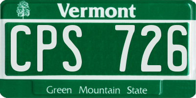 VT license plate CPS726