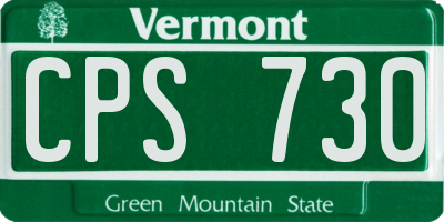 VT license plate CPS730