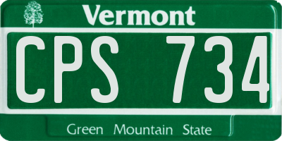 VT license plate CPS734