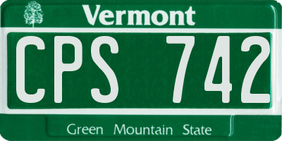 VT license plate CPS742
