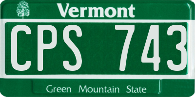 VT license plate CPS743