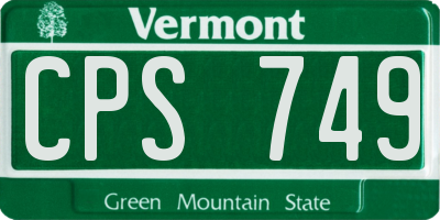 VT license plate CPS749