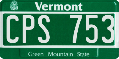 VT license plate CPS753