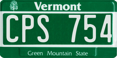 VT license plate CPS754