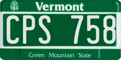 VT license plate CPS758