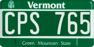 VT license plate CPS765