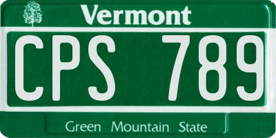 VT license plate CPS789