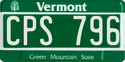 VT license plate CPS796