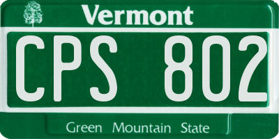 VT license plate CPS802