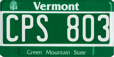 VT license plate CPS803