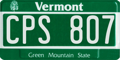 VT license plate CPS807