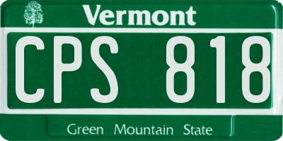 VT license plate CPS818