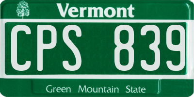 VT license plate CPS839