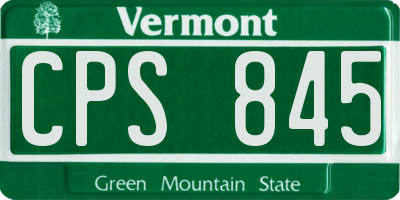 VT license plate CPS845