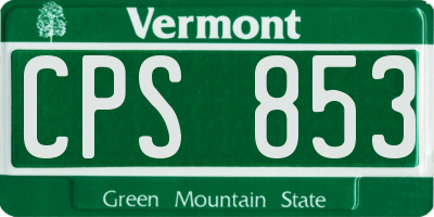 VT license plate CPS853