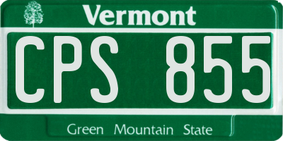 VT license plate CPS855