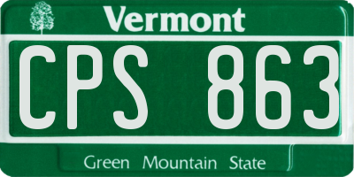 VT license plate CPS863