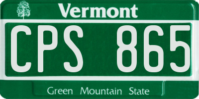 VT license plate CPS865