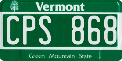 VT license plate CPS868