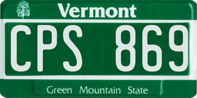 VT license plate CPS869