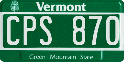 VT license plate CPS870