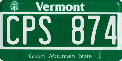 VT license plate CPS874