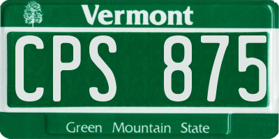 VT license plate CPS875