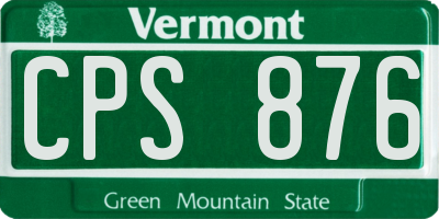 VT license plate CPS876